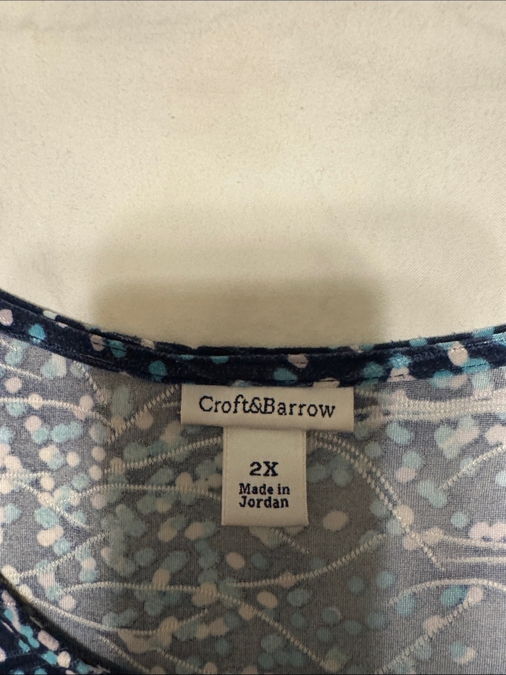 croft & barrow Navy Scoop Neck Tunic with Aqua and White Dot Print - Picture 2 of 7